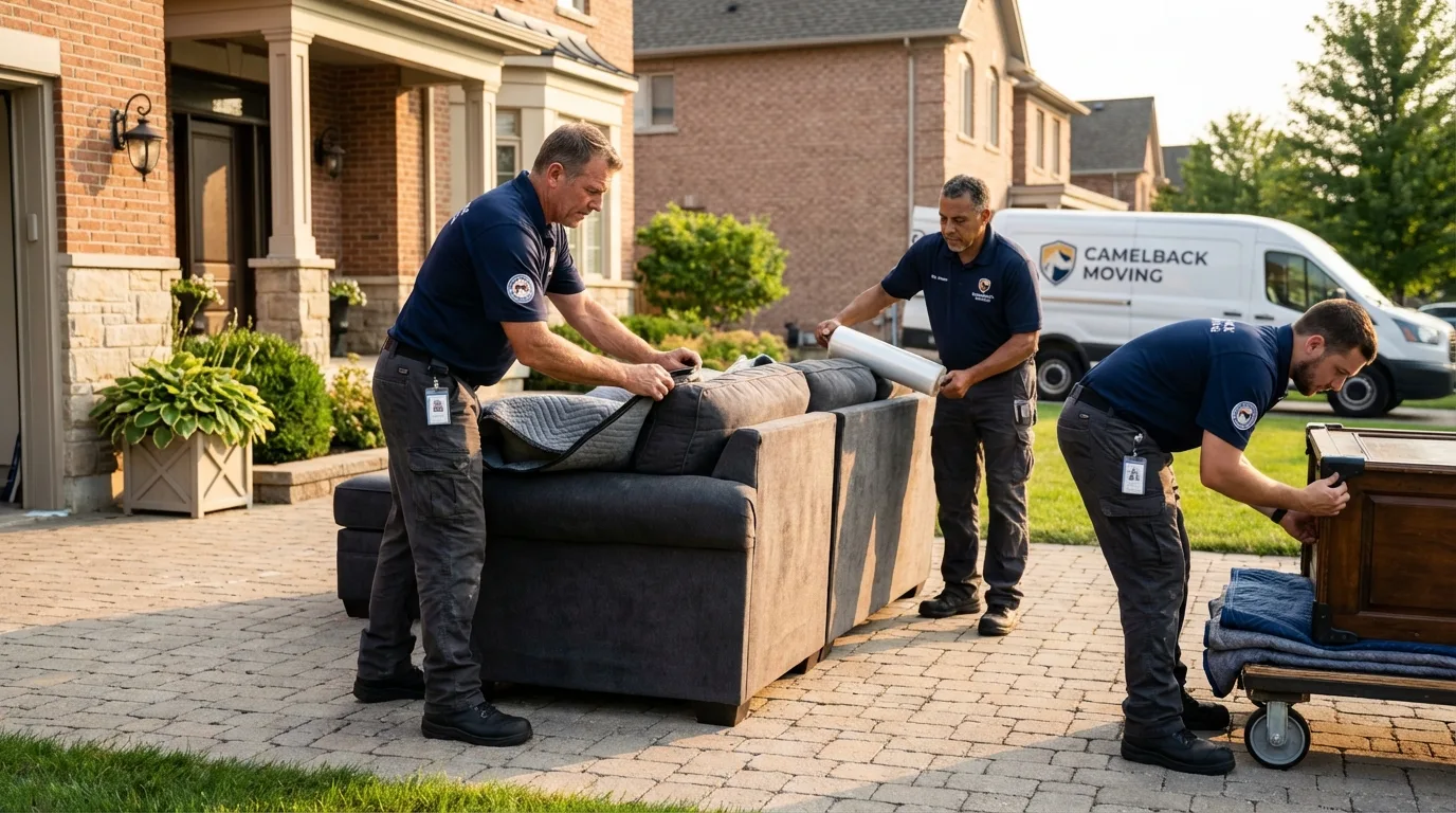 Large estate moving crew wrapping furniture in Wake Forest, NC