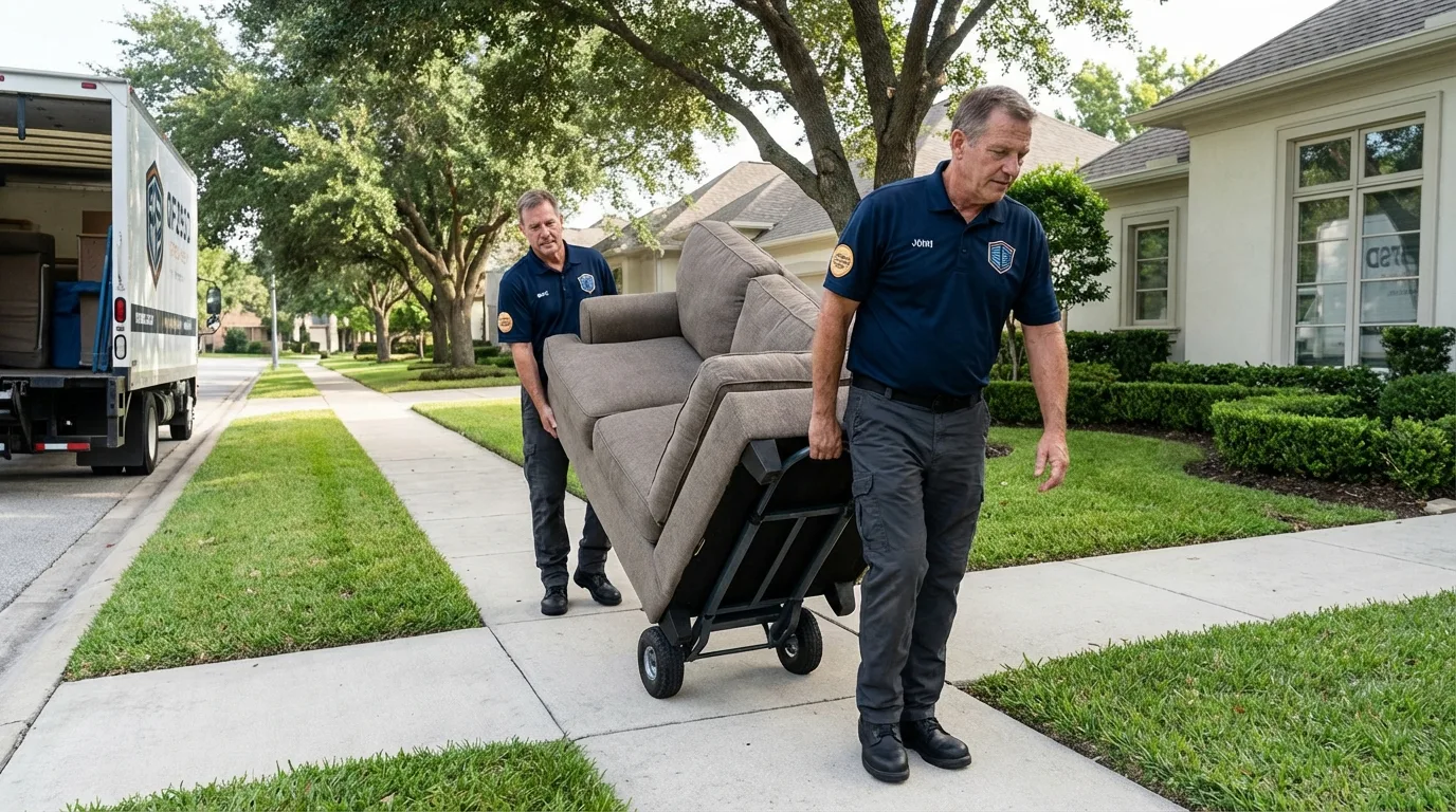 Local residential moving crew loading furniture in Wake Forest, NC